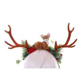 C-73 Headband Artificial Plants with Reindeer Antlers Forest Druids Fairy Fantasy Hair Accessories