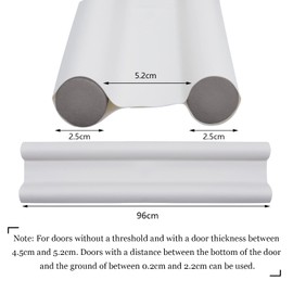 Scettar Draft Excluder for Doors, 96cm Double-sided White Door Draft Excluder, Dustproof and Windproof Draught Excluder for Bottom of Door, Cuttable Isolation Strip for Doors/Kitchen/Bathroom/Bedroom