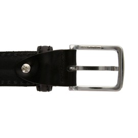 S067 Genuine Leather Casual Dress Belt Made in Italy 1-1/8"(30mm) Wide (Black, 32)