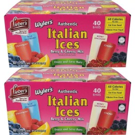 Wyler's Freeze Pop Italian Ices Berry And Cherry Mix, 40 Count (Pack of 2)