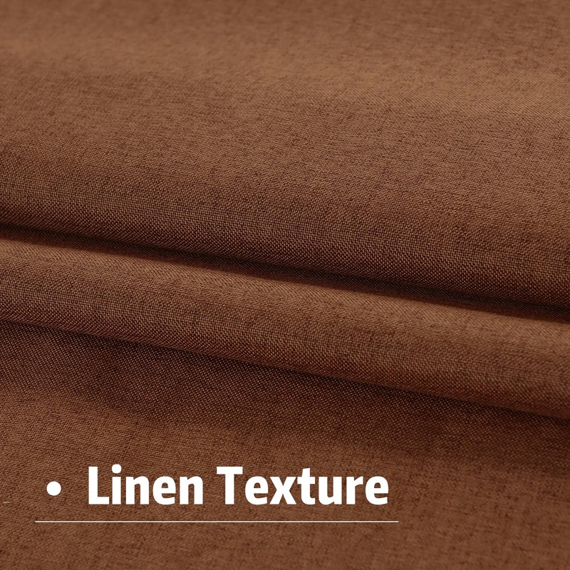 DUALIFE 120 Inch Extra Long Linen Rust Curtains Floor to