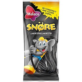 2 Bags x 94g of Malaco Snöre Lakrits - Original - Swedish - Licorice - Wine Gums - Laces - Candies - Sweets