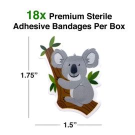 GAMAGO Koala Bandages for Kids & Kidults - Set of 18 Individually Wrapped Self Adhesive Bandages - Sterile, Latex-Free & Easily Removable - Funny Gift & First Aid Addition