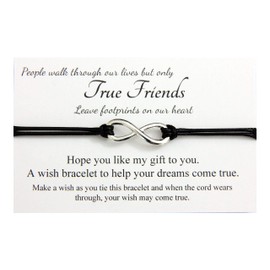 Lucor True Friends Gifts,Friendship Gifts,True Friends Wish Bracelet,Best Friends Gifts,Birthday Christmas Gifts(Black)