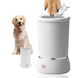 KUEIOX Automatic Dog Paw Cleaner for Dogs，Electric Dog Foot Paw Washer Cup and Massager，2 Speeds for Thorough Cleaning and USB Rechargeable,Pet Paw Feet Cleaner for Small Medium Dogs Cats (White)