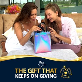 Nush Nush Sparkle Gift Bags – Set of 12 Reusable Blue Gift Bags Medium size With Holographic Glitter Finish - Perfect as Goodie Bags, Birthday Gift Bag, Party Favor Bags, Medium Gift Bags-8x4x10