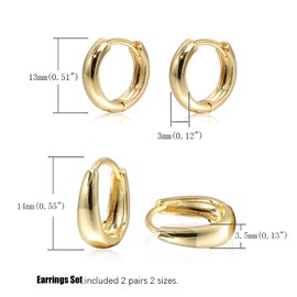008/009 Krstudent Hoop Earrings for Women, 18K Gold Plated Earrings for Women｜Small Lightweight Hypoallergenic Cartilage Huggie Earrings for Girls