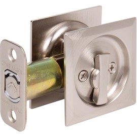 Stone Harbor Hardware Contemporary Square Pocket Door Lock, Entry Function, 2-3/8" Backset, Satin Nickel