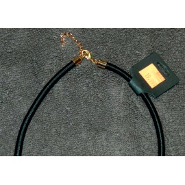 Unbranded 19" L Black cord Necklace w/ adjustable clasp, copper colored slide pendant