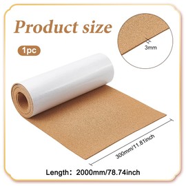BENECREAT 78.7x11.8inch Self-Adhesive Burlywood Cork Rolls, 3mm Cork Sheets, Cork Board Mats, Coasters, DIY Handicrafts