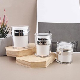 Beavorty 3 Pack Empty Airless Cosmetic Container Refillable Container for Creams, Gels& Lotions eak Proof Portable Travel Size Container Cream Jar