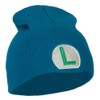 Ice Luigi Embroidered Knitted Short Beanie - Aqua Lime OSFM