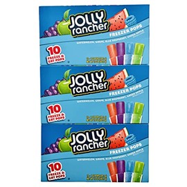Jolly Rancher Freezer Pops, Watermelon, Green Apple, Grape, Blue Raspberry, 10 Ct (Pack of 3)