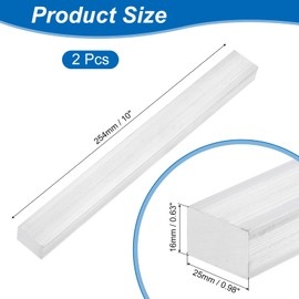 sourcing map Square Aluminum Flat Bar, 2Pcs 5/8" Thickness 1" Width 10" Length Square Aluminum Bar 6061 Aluminum Flat Plate, 16 x 25 x 254mm Solid Mill Stock