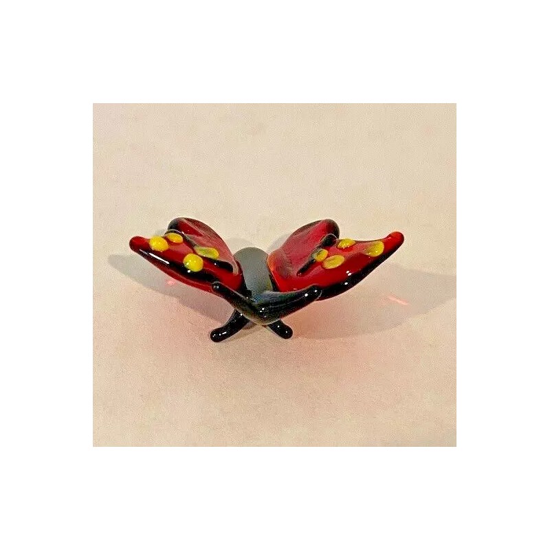 Ganz World Miniature Mini Glass Collectible Figurine RED BUTTERFLY 1"