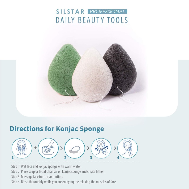 SILSTAR PROFESSIONAL Konjac Facial Sponge Tear Drop Rose Red Clay