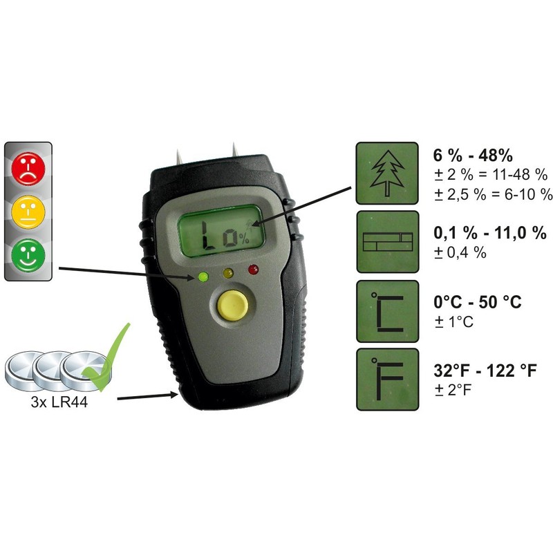 Werkzeyt - B29820 Wood and building material moisture meter, digital