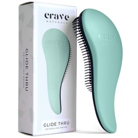 Crave Naturals Glide Thru Detangling Brush for Natural, Curly, Straight, Wet or Dry Hair - Gentle Detangler Styling Tool for Adults, Kids, Toddlers and Little Girls - 7.5 x 3 in, Turquoise