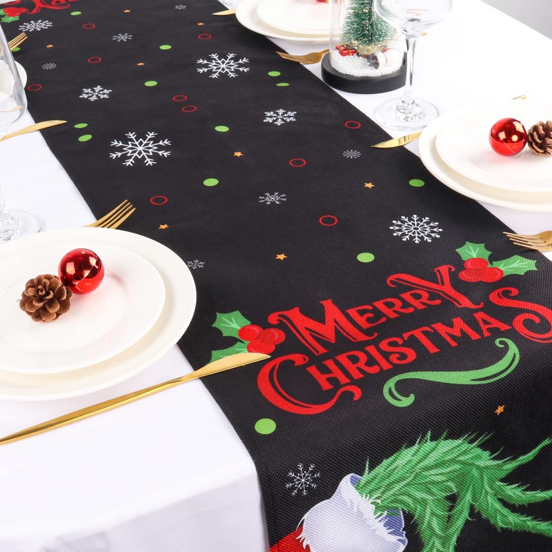 Fowecelt Christmas Table Runner Elf - Elf Christmas Decorations, Elf