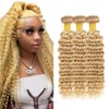 27/613 Human Hair Bundles 613 Deep Wave Bundles Blonde Human Hair Bundle 14 14 14 inch Same Length 27 Bundle