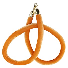 NovelBee 4pcs Orange Velvet Stanchion Ropes with Gold Hooks,5 Feet Stanchion Queue Barrier Ropes,Crowd Control Velvet Rope Safety Barriers for Party Decorations
