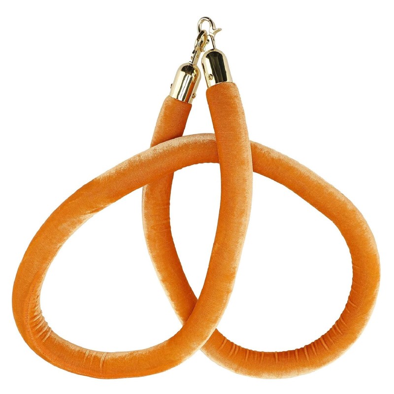 NovelBee 4pcs Orange Velvet Stanchion Ropes with Gold Hooks,5 Feet