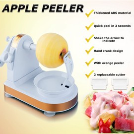 Upgraded Apple Peeler and Corer for Apple Pear Citrus Manual Rotating Kitchen Gadget Includes 2 Replacement Heads and 1 Splitter (White Gold)