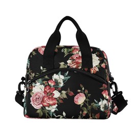 ALAZA Rose Flower Watercolor Floral Insulated Lunch Box Reusable Cooler Bags with Shoulder Strap for Women Men Adults, 19-Can (12.5L)