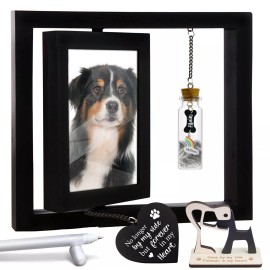 Handmade Black Pet Rotating 4x6 Photo Wooden Frame Memorial Pet Hair Keepsake Frame Decor