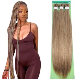 Ash Brown Blonde Braiding Hair Pre stretched Hypoallergenic Synthetic ez braid Prestretched Braiding Hair Extensions for Knotless Braids
