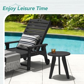 Homenjoy Homenjoy HDPE Outdoor Side Table, Small Round Side Table Weather-Resistant, Outdoor Side Tables for Patio, Porch, Deck, End Table for Plant Stand, Living Room, Bedroom, Black