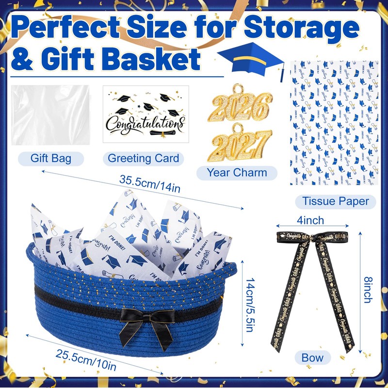 Colingmill Gift Basket for Graduation, Empty Woven Basket with Gift