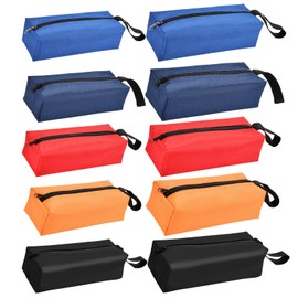 Voittozege 10 Pack Small Tool Pouch of Two Sizes, Versatile Zipper Tool Bags Heavy Duty Tote Bag Waterproof Oxford Cloth Tool Pouches Organizer for Multipurpose Storage (5 Colors)