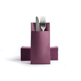Alvotex Chic Airlaid 50 Cutlery Napkins Cutlery Pockets, Fabric-Like, High-Quality Disposable Napkin, 39 x 40 cm, Plum
