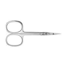 nippes Solingen Cuticle Scissors with Curved Tip for Left-Handed Users, Nickel-Plated, 9 cm, with Clasp Straw and Hardened Tip, Pedicure and Manicure, for Removing Unnecessary Cuticles