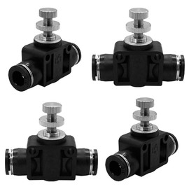 BesNPT 3/8" Air Flow Control Valve 3/8 Tube OD x 3/8 Tube OD Push to Connect Fittings Pneumatic Ball Valve Straight Quick Connect Union (Pack of 4)
