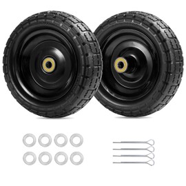 Gorilla Cart Wheels 10" Flat-free Solid Tire and Wheel Replacement 4.10/3.50-4 for Hand Truck, Wagon, Garden Dolly, Trolley - 2 Pack