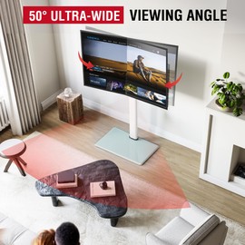 AOKCOS Swivel TV Floor Stand for 43-75 Inches TVs, 10 Level Height Adjustable Corner Extra Tall TV Stand Mount for Living Room/Bedroom, Holds up to 110 lbs,MAX VESA 600x400mm,White