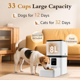Automatic Dog Feeder with Camera WiFi: 33 Cups 5G App Control Easy Setup Cat Food Dispenser - HD 1080P Video Recording Timed Pet Feeder for Cat Dog Small-Pet