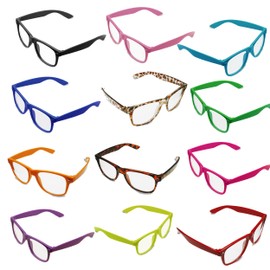 Stylish Neon Geek Glasses Festival Fun Party wear 80's Coloured Fancy Dress Costume (Black)