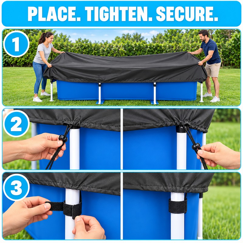 7 x 4 Ft Rectangular Above Ground Pool Cover, 210D