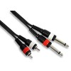 PRO Twin 6.35mm Mono 1/4" Jack to 2x RCA Phono Male Plug Lead 0.5m to 5m Cable (5 metre)