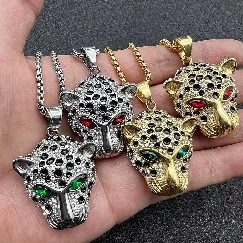 hip hop jewelry men leopard necklaceHip hop necklace with titanium