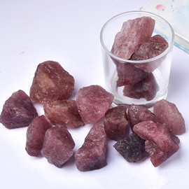 Red Strawberry Quartz Raw Crystals Healing Crystals Natural Rough Stones 1.2-2" for Tumbling, Fountain Rocks, Yoga, Meditation, Polishin, Gift 36