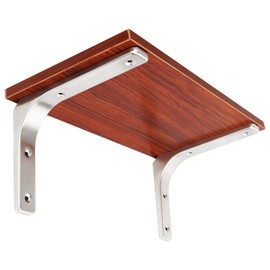 Homeme Shelf Bracket, L-Shaped Bracket, Stainless Steel, Load Capacity: 55.1 - 165.3 lbs (25 - 75 kg), Set of 2, Wall Shelf, Shelf Support, Hardware with Screws, 5.9 inches (15 cm)
