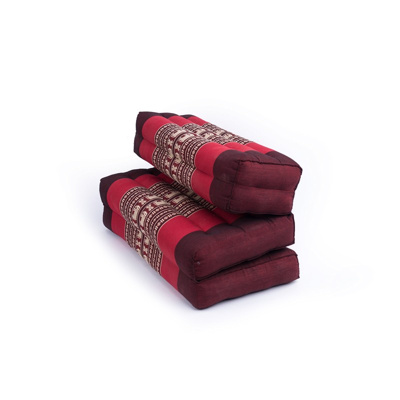 GABUR Foldable Meditation Cushion, 100% Kapok, Red Elephants, 25.5"x19.5"