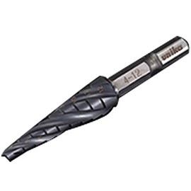Unica Step Drill, Quattro, Number of Steps, 9, 6.35, Hexagonal Shaft, SPQ-412, 4 Blade Spiral, Heat Resistant Titanium Coating, UNIKA Mitomi D
