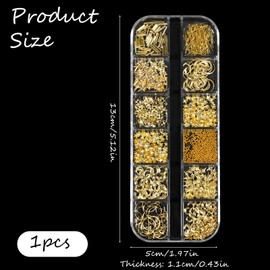 12 Styles Nail Charms 3D Gold Star Moon Mix Nail Decorations DIY Accessories Y2k Rhinestones Jewelry for Nails Art DIY Craft Charms Gems Bulk Nails Chains - Gold