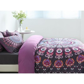 BUPIRD Mandala King Comforter Set Soft 3 Pieces Lightweight 3D Purple Mandala Boho Chic Pattern Digital Print King Comforter Set for All Seasons 1 Comforter and 2 Pillowcases (Mandala, King)