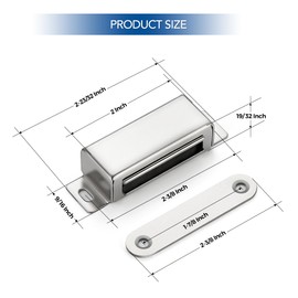 Ravinte Cabinet Door Magnets, 60lbs Strong Magnetic Door Catch, Heavy Duty Magnet Latch, Closet Door Magnetic Catch, Concealed Magnets for Cabinet Doors Cupboard Drawer Wardrobe Closet, 4 Pack Silver